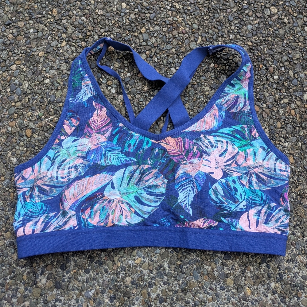 Exofficio Blue Leaf Print Lightweight Bralette